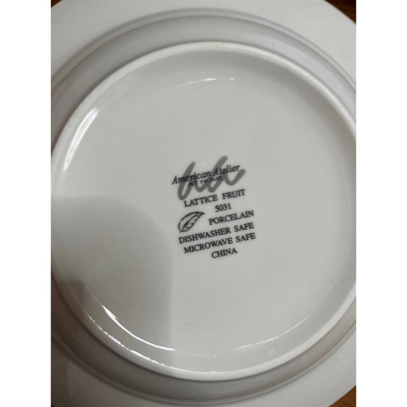 2000-2008 American Atelier Lattice Fruit Rim Soup Bowls Set of 4 Porcelain - Picture 2 of 3
